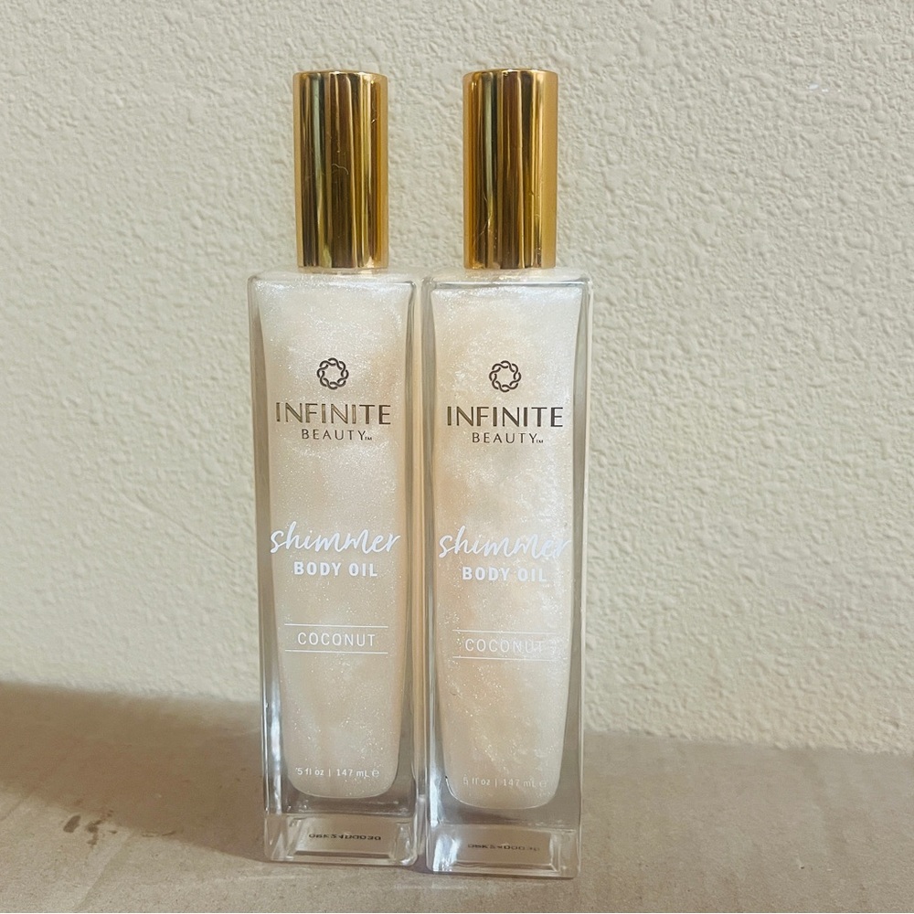 INFINITE BEAUTY Multi 5oz Coconut Scented Shimmer Body Oil X2